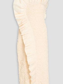 Kana strapless ruffled cotton-twill and popcorn midi dress