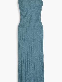 Marled ribbed-knit midi dress