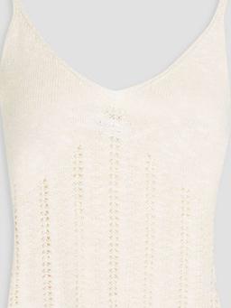 Pointelle-knit cotton, linen and silk-blend tank