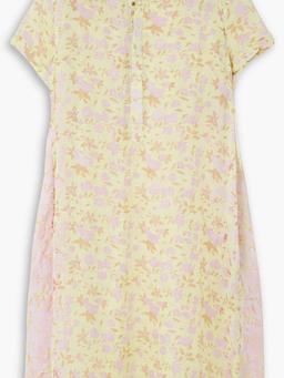 Nehru paneled floral-print linen dress