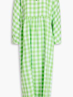 Aviva checked hemp midi dress