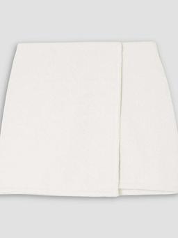 Cotton-tweed mini wrap skirt