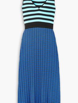 Striped ribbed-knit midi dress