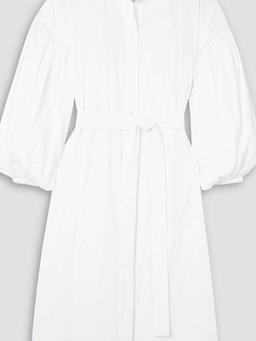 Montague belted pleated cotton-poplin shirt dress
