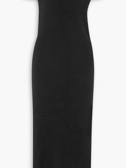 Off-the-shoulder ribbed-knit midi dress