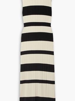 Striped ribbed-knit maxi dress