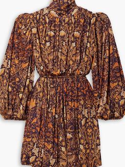 Wilhemina gathered printed stretch-jersey mini dress