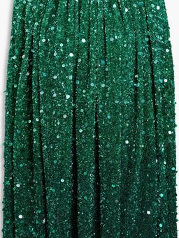 Cape-effect sequined tulle mini dress