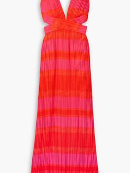 The Sommer cutout striped plissé-chiffon gown