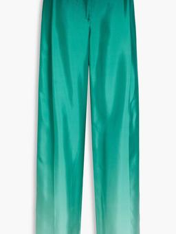 Pleated dégradé silk-twill wide-leg pants