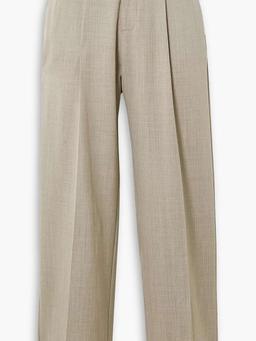 Pleated wool straight-leg pants