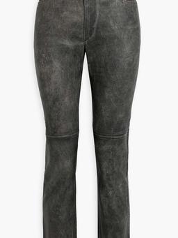 Tea faded leather straight-leg pants