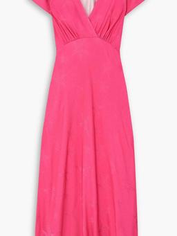 Clarissa satin-jacquard midi dress