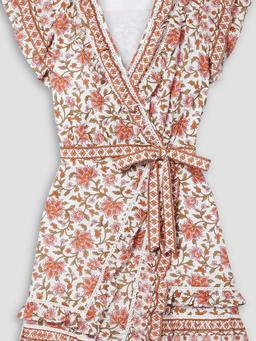 Mikhail printed cotton-voile mini wrap dress