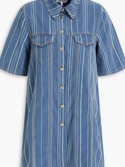 Striped denim mini shirt dress