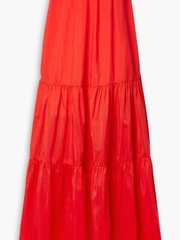 strapless tiered cotton and silk-blend poplin maxi dress