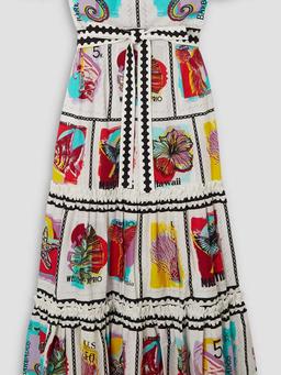 Cannes off-the-shoulder tiered printed cotton-blend midi dress