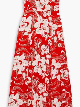 Maivi strapless bow-detailed floral-print linen-blend dress