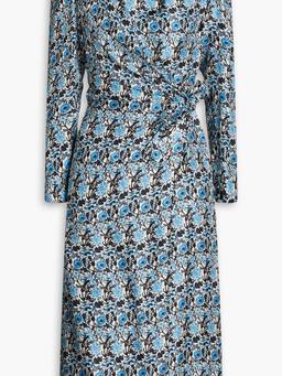 Wrap-effect floral-print silk-twill midi dress