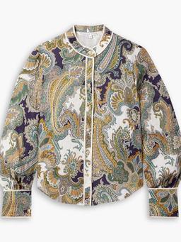 Thorp rope-trimmed paisley-print linen blouse