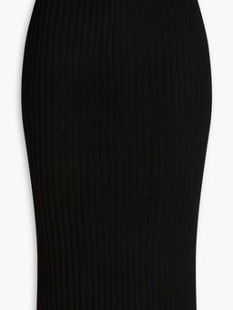 Ribbed cashmere midi skirt
