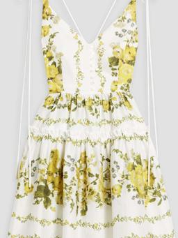 Oleander ruffled floral-print cotton mini dress