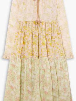 Tiered printed cotton-voile dress