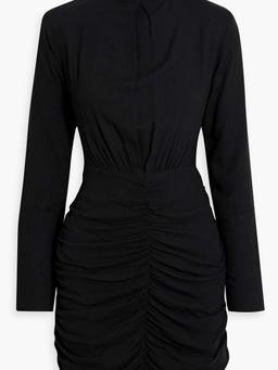 Cocktail ruched cutout crepe mini dress