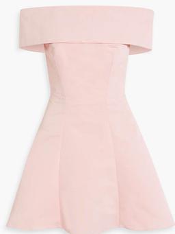 Krissty off-the-shoulder fluted faille mini dress