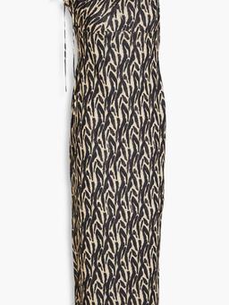 One-shoulder leopard-print jersey midi dress