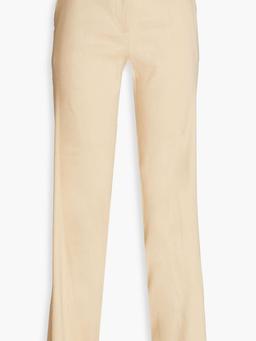 Herringbone linen-blend straight-leg pants