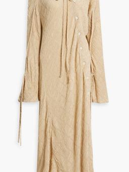 Asymmetric fluted fil coupé georgette maxi dress