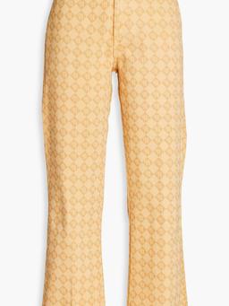 Logo-print high-rise kick-flare jeans