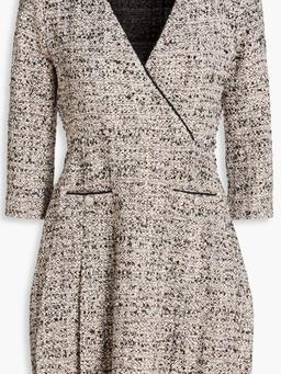 Pleated metallic bouclé-tweed mini dress