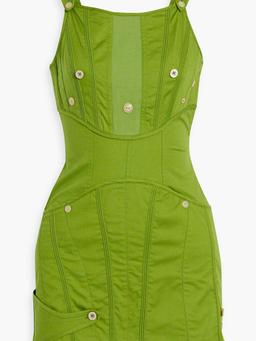 Knit-paneled cotton-blend mini dress