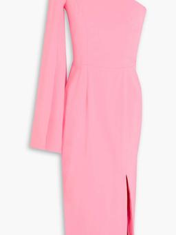 One-sleeve crepe midi dress