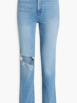 Stella distressed high-rise straight-leg jeans
