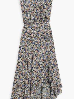 Anuli asymmetric floral-print silk-chiffon dress