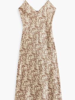 Printed silk-satin slip dress