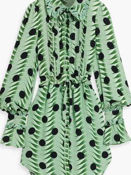 Printed crepe mini shirt dress