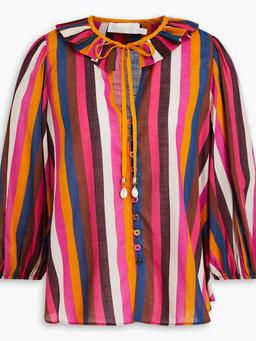 Striped cotton-voile blouse