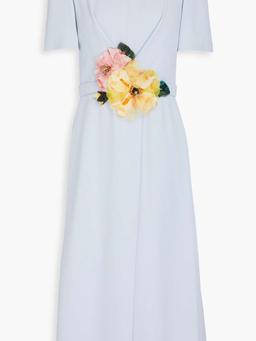 Floral-appliquéd crepe midi dress