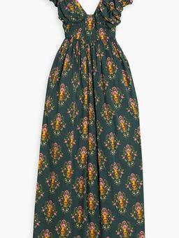 Calatea Remedios ruffled printed cotton-poplin maxi dress