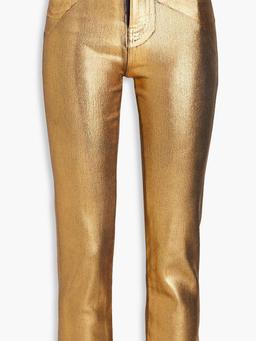 Le High Straight cropped metallic straight jeans