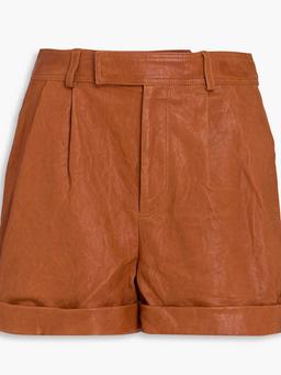 Pleated leather shorts