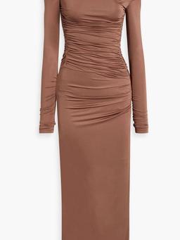 One-shoulder ruched stretch-jersey midi dress