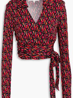 Bobbie printed jersey wrap top