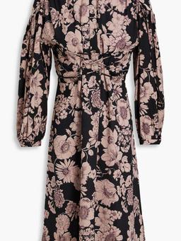 Leonie lace-up floral-print woven dress
