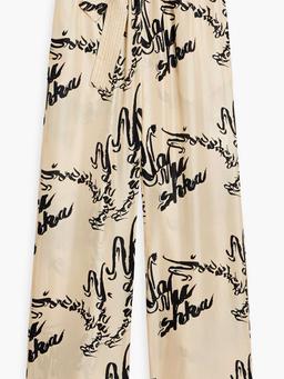 Jarine belted printed silk wide-leg pants