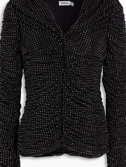 Haydon crystal-embellished ruched jersey top